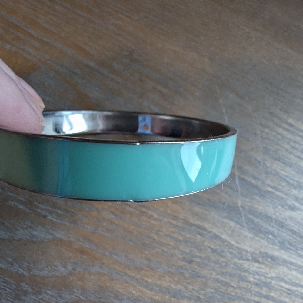 Beautiful Light Green Silver Toned Bangle